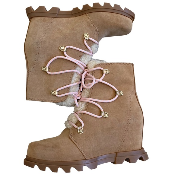 NEW sorel Joan of Arctic III Shearling Trim Waterproof Wedge leather Boot 5 36 - Picture 12 of 16
